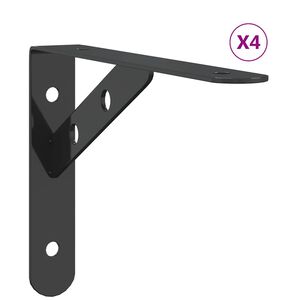 vidaXL Wsporniki do p&oacute;łek, 4 szt., 20x2,5x14 cm, czarna stal