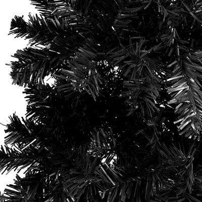 vidaXL Smukła, sztuczna choinka z lampkami, czarna, 240 cm