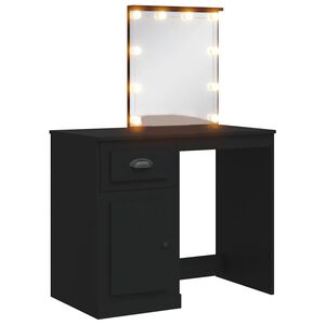 vidaXL Toaletka z lampkami LED, czarna, 90x42x132,5 cm