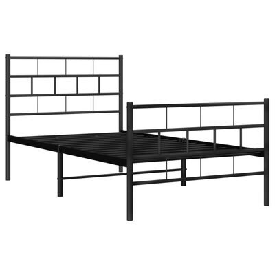 vidaXL Metalowa rama łóżka z wezgłowiem i zanóżkiem, czarna, 75x190 cm