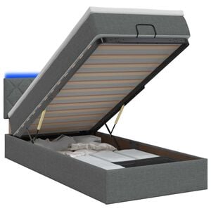 vidaXL Ł&oacute;żko z pojemnikiem i materacem LED ciemnoszary 80 x 200 cm