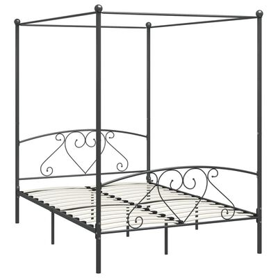 vidaXL Rama łóżka z baldachimem, szara, metalowa, 140 x 200 cm