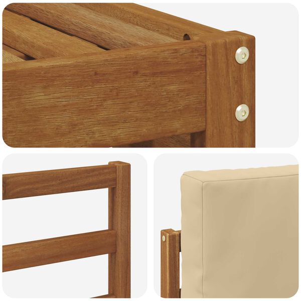 vidaXL Zestawy sof 9 pcs Naturalny i Beżowy Lite Drewno Akacji