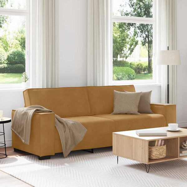 vidaXL Sofa 3-osobowa, brązowa, 220x78x84 cm, tapicerowana aksamitem