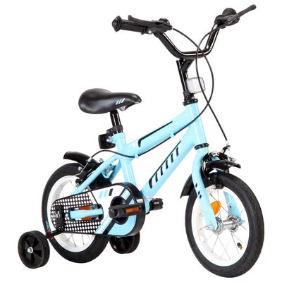 vidaXL Rower dla dzieci, 12 cali, czarno-niebieski