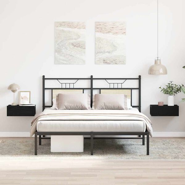 vidaXL Pływające szafki nocne 2 szt. Czarny dąb 40x32x15 cm Drewno konstrukcyjne