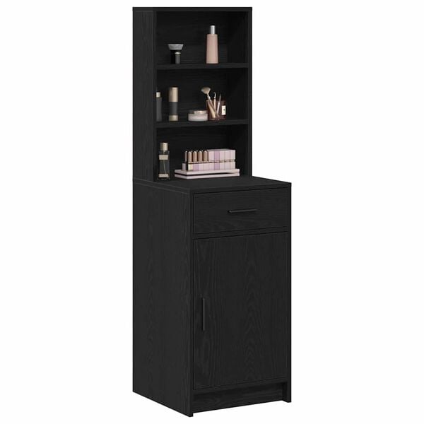 vidaXL Highboard Czarny Dąb 40 x 40,5 x 135 cm Materiał drewnopochodny