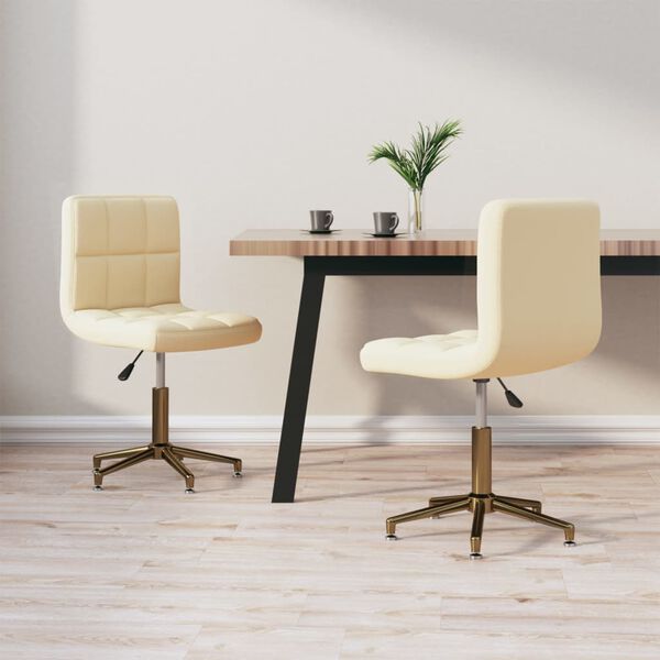 vidaXL Obrotowe krzesła stołowe, 2 szt., kremowe, aksamitne