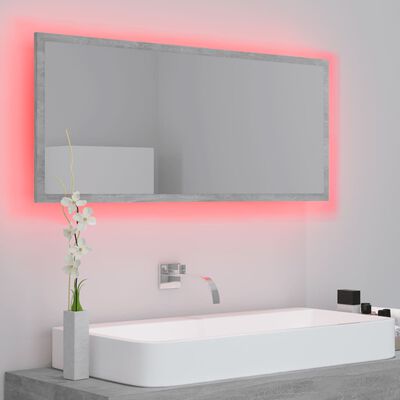 vidaXL Lustro łazienkowe LED, szarość betonu, 100x8,5x37 cm, akryl