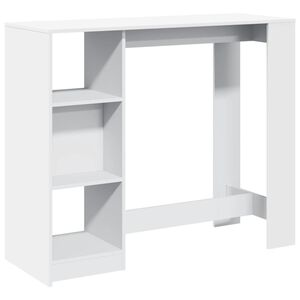 vidaXL Stolik barowy z regałem, biały, 124x46x103,5 cm
