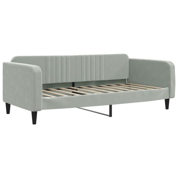 vidaXL Sofa rozsuwana z szufladami, jasnoszara, 90x190 cm, aksamit
