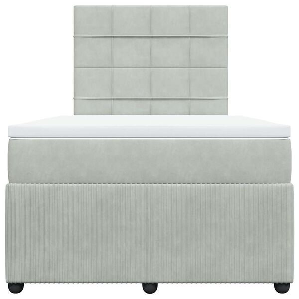 vidaXL Ł&oacute;żko kontynentalne z materacem, jasnoszare, 120x200cm, aksamit