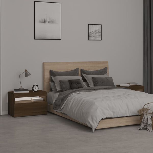 vidaXL Szafki nocne z LED, 2 szt., przydymiony dąb, 60x35x40 cm