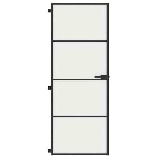 vidaXL Drzwi wewnętrzne, czarne, 76x201,5 cm, szkło i aluminium