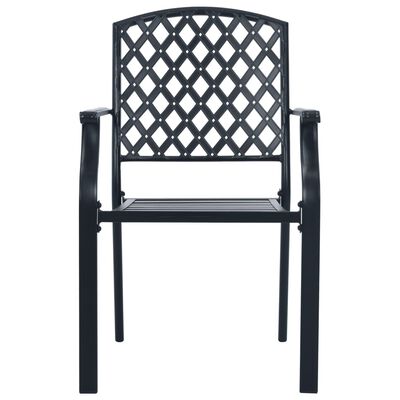vidaXL Krzesła ogrodowe, sztaplowane, 2 szt., stalowe, czarne