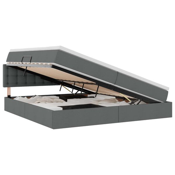 vidaXL Ł&oacute;żko z miejscem na przechowywanie i materacem Ciemnoszary