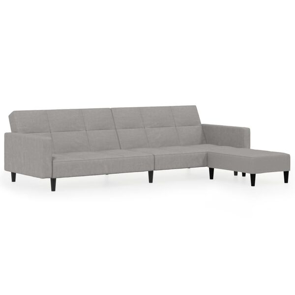 vidaXL 2-os. kanapa rozkładana z podn&oacute;żkiem, jasnoszara, mikrofibra