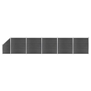 vidaXL Zestaw ogrodzeniowy z WPC, 965 x (105-186) cm, czarny