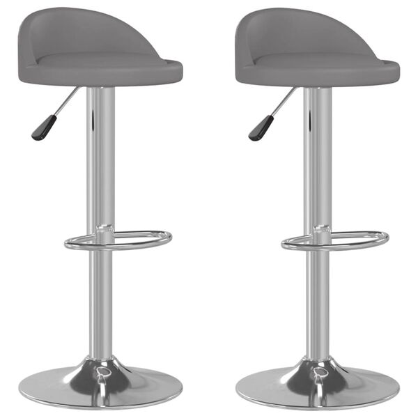 vidaXL Stołki barowe, 2 szt., szare, sztuczna sk&oacute;ra
