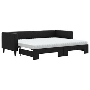 vidaXL Sofa rozsuwana z materacami, czarna, 80x200 cm, tkanina