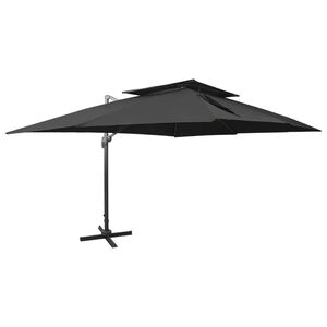vidaXL Parasol ogrodowy Cantilever z podw&oacute;jnym blatem, czarny, 400x300 cm