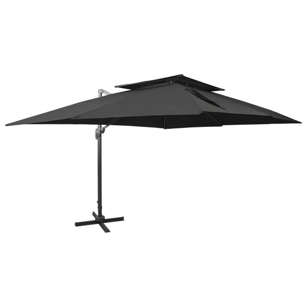 vidaXL Parasol ogrodowy Cantilever z podw&oacute;jnym blatem, czarny, 400x300 cm