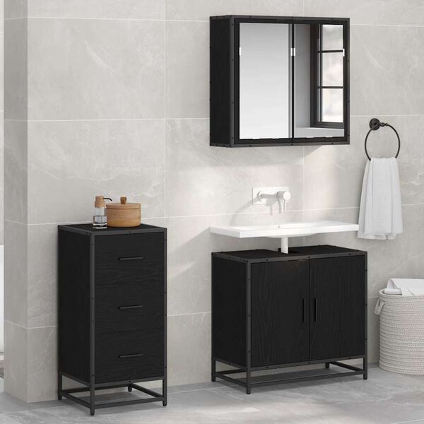 vidaXL Bufet Czarny Dąb 35.5 x 35 x 76 cm