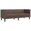 vidaXL Sofa Chesterfield, 3-os., brązowa, tapicerowana sztuczną sk&oacute;rą