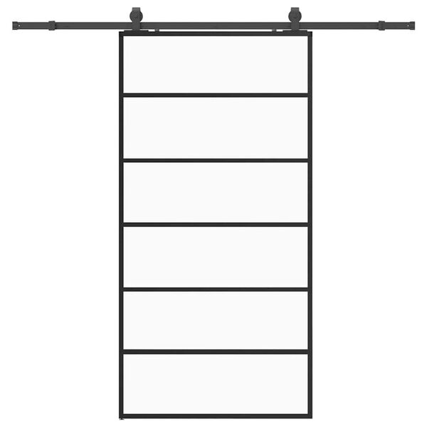 vidaXL Drzwi przesuwne z zestawem okuć czarne 102x205 cm ESG szkło
