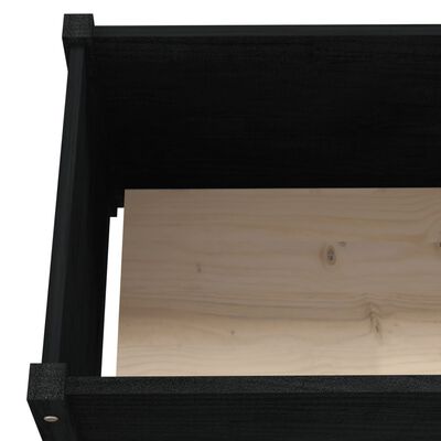 vidaXL Donica ogrodowa, czarna, 150x50x70 cm, lite drewno sosnowe