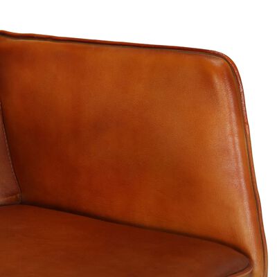 vidaXL Fotel bujany z podnóżkiem, jasnobrązowy, skóra naturalna