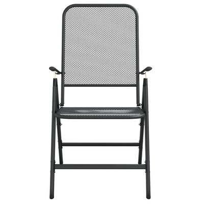 vidaXL Składane krzesła ogrodowe, 4 szt., antracytowe, metalowa siatka