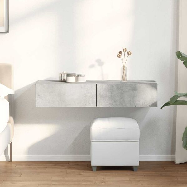 vidaXL P&oacute;łka ścienna z szufladami, szarość betonu 100x36x19 cm