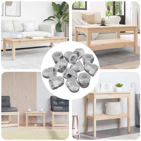 vidaXL Nakrętka 12 pcs Srebrny M6 x 10 mm Żelazo