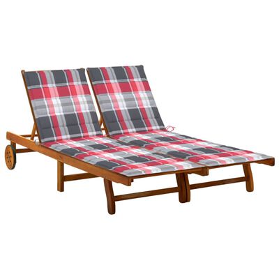 vidaXL 2-osobowy leżak ogrodowy z poduszkami, lite drewno akacjowe