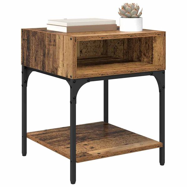 vidaXL Stolik nocny Stare drewno 40 x 40 x 50 cm