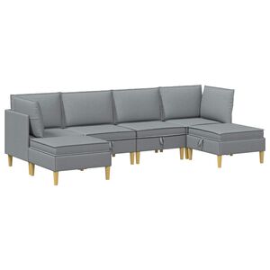vidaXL Modularny Zestaw Sofy z Przechowalnią 6 szt. jasnoszary tkanina
