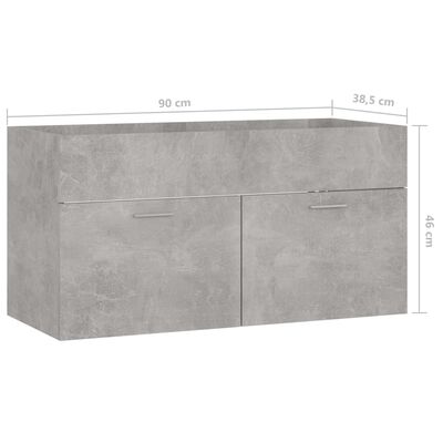 vidaXL Szafka pod umywalkę, szarość betonu, 90x38,5x46 cm