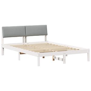 vidaXL Rama ł&oacute;żka Biały i jasnoszary 140 x 190 cm Lite drewno sosnowe