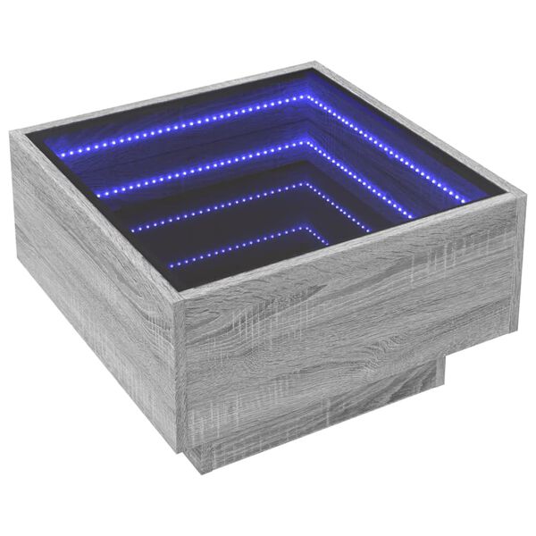 vidaXL Stolik kawowy z LED, szary dąb sonoma, 50x50x30 cm