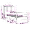 vidaXL Ł&oacute;żko z regałem, bez materaca, woskowy brąz, 75x190 cm, sosnowe