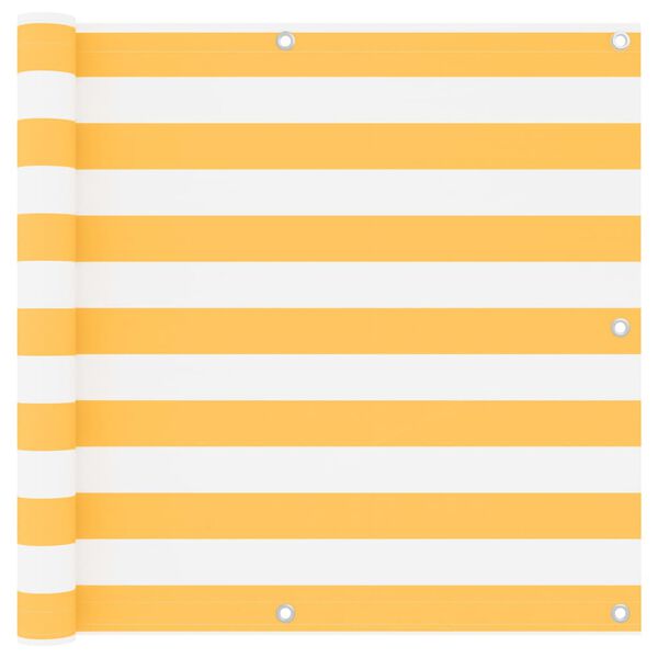 vidaXL Parawan balkonowy, biało-ż&oacute;łty, 90x300 cm, tkanina Oxford