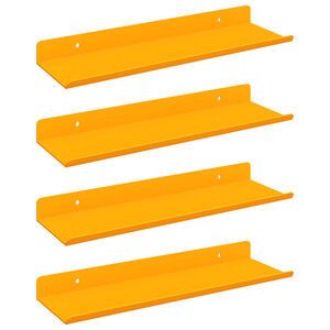 vidaXL P&oacute;łka wisząca 4 pcs Musztardowy Ż&oacute;łty 30 x 9 x 2,5 cm Stal