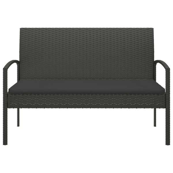 vidaXL Ławka ogrodowa z poduszką, czarna, 105 cm, polirattan
