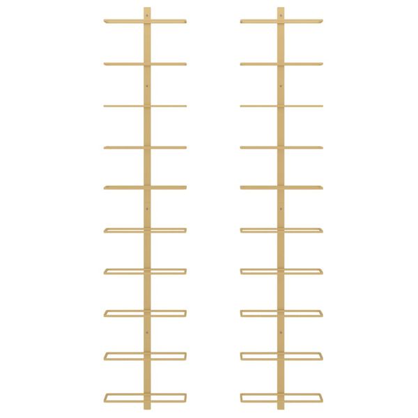 vidaXL Uchwyty ścienne na 10 butelek wina, 2 szt., złote, metalowe