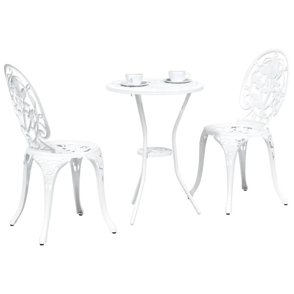 vidaXL Zestaw Bistro Ogrodowego 3 pcs Biały Aluminium