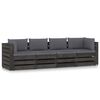 vidaXL Ogrodowa sofa 4-os z poduszkami, impregnowane na szaro drewno