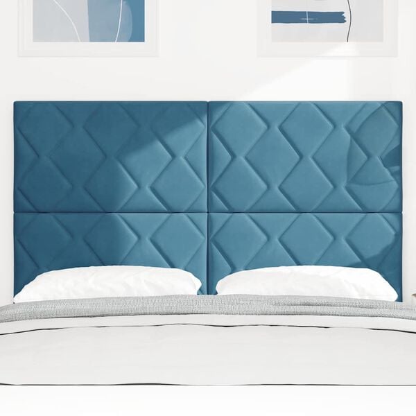 vidaXL Zagł&oacute;wek Z zagł&oacute;wkiem granatowy 160 cm Aksamit