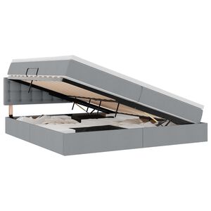 vidaXL Ł&oacute;żko z miejscem na przechowywanie i LED Jasnoszary tkanina