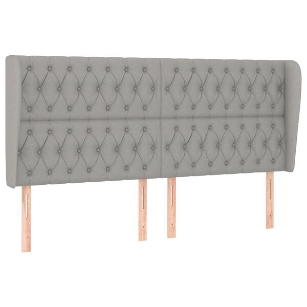 vidaXL Zagł&oacute;wek uszak, jasnoszary, 183x23x118/128 cm, tkanina